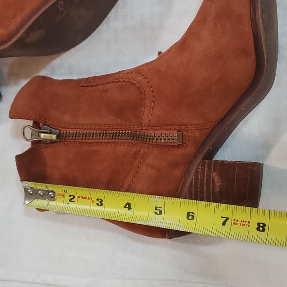 Sam Edelman Louie fring women's orange  suede western ankle short boots size 7.5 - Picture 16 of 16